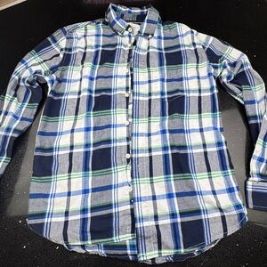 Aeropostale Blue and Green Casual Button-Down Shirt